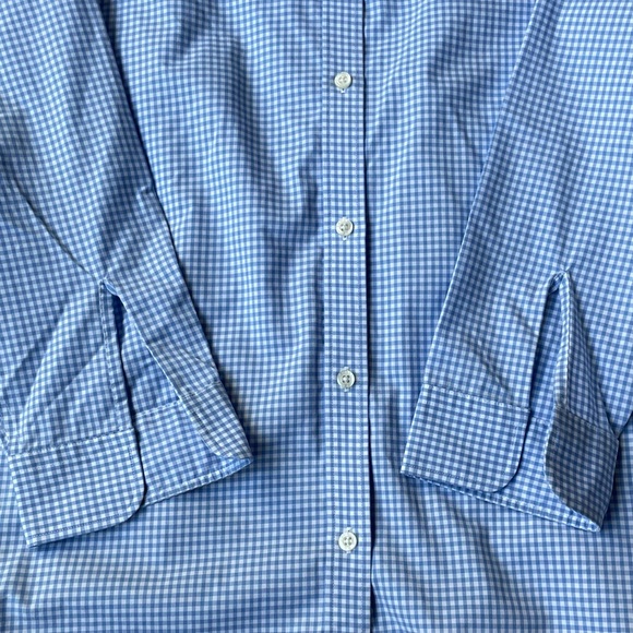 Ralph Lauren Shirt XS 100% Cotton Button Up 3/4 Sleeve Blue White Gingham Checks - Picture 8 of 11